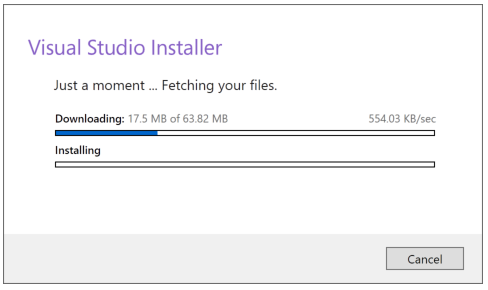 Visual Studio Installer Progress