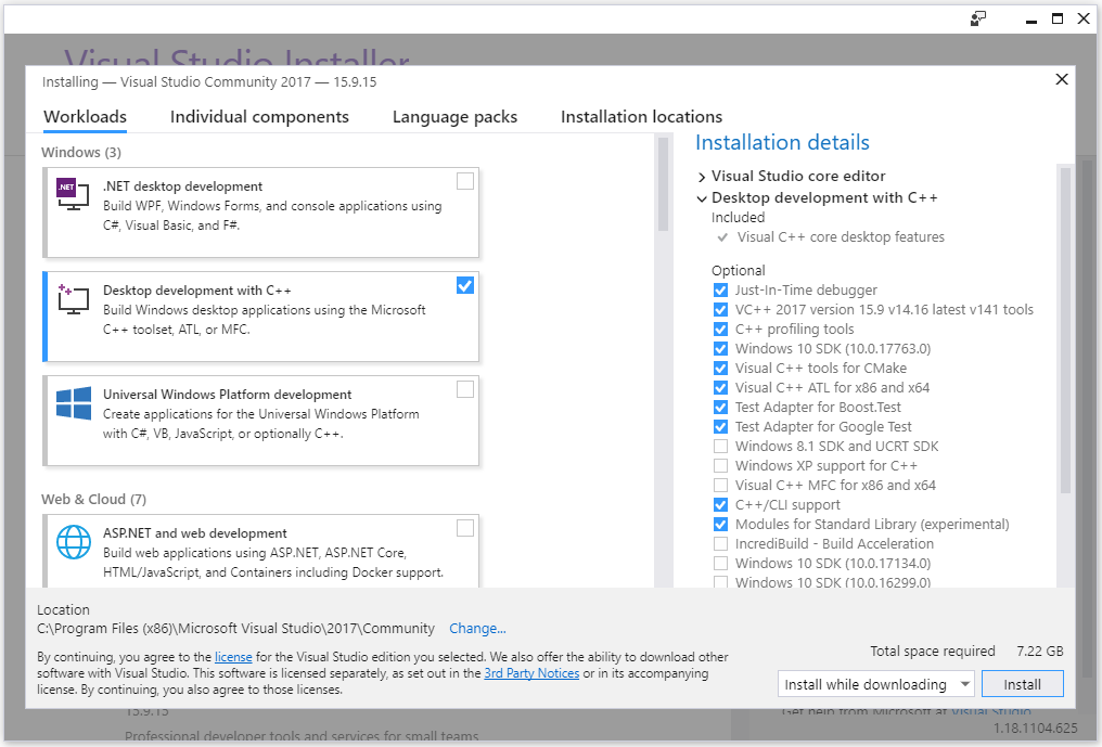 Visual Studio Package Selection